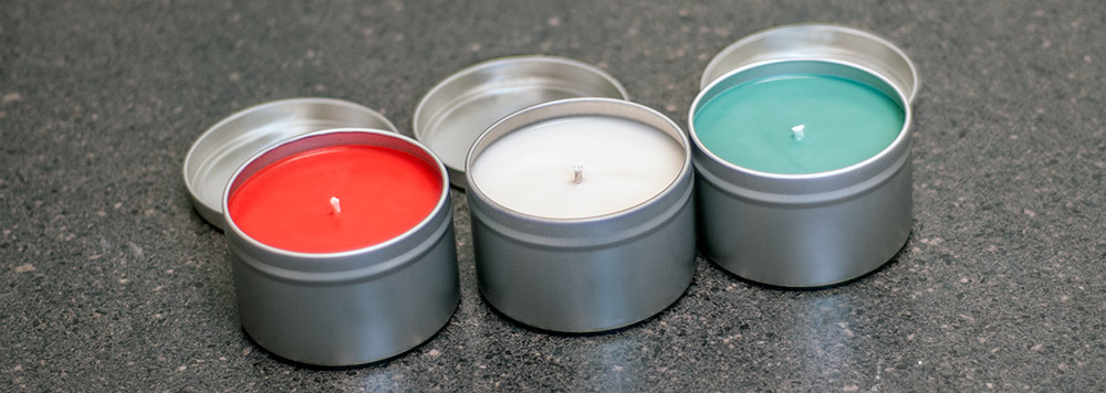 Candles in tin clearance cans