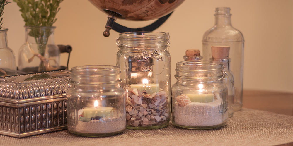 candles in jars wedding