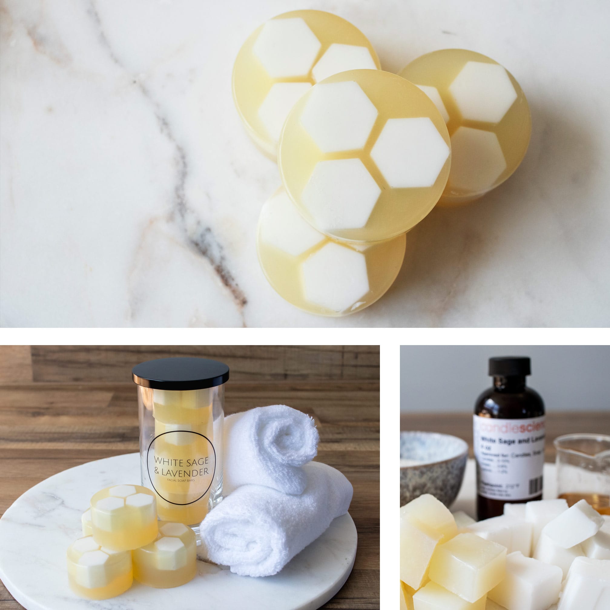 Handmade honeycomb facial soap from melt and pour soap