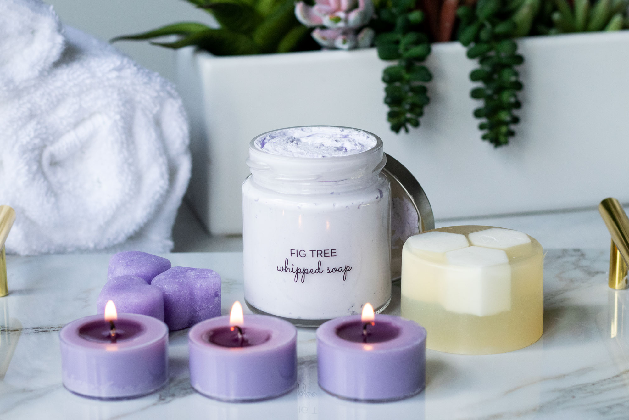 Spa Day Project with Tealight Candles, Whipped Bath Soaps  