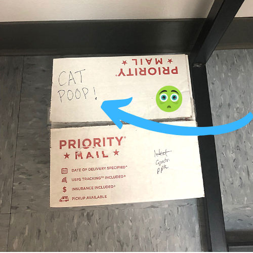 USPS box with cat litter
