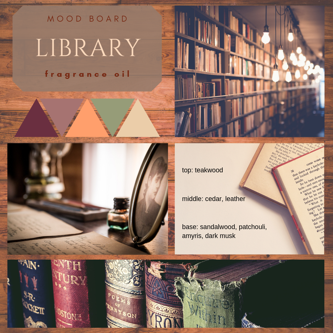 Library fragrance oil mood board