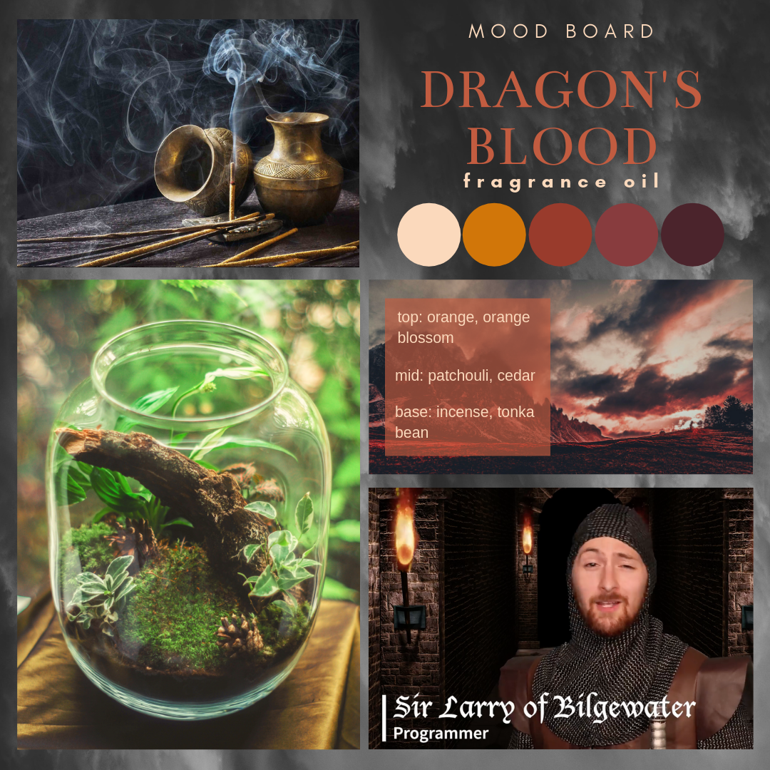 Dragon's Blood fragrance oil mood board