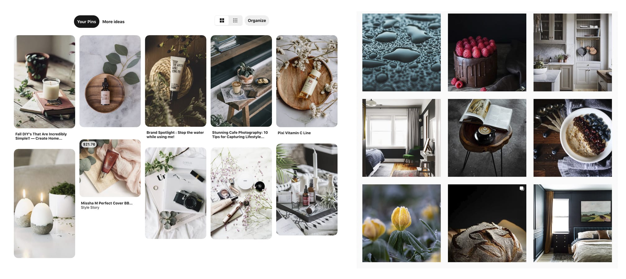 Pinterest and Instagram inspo boards.