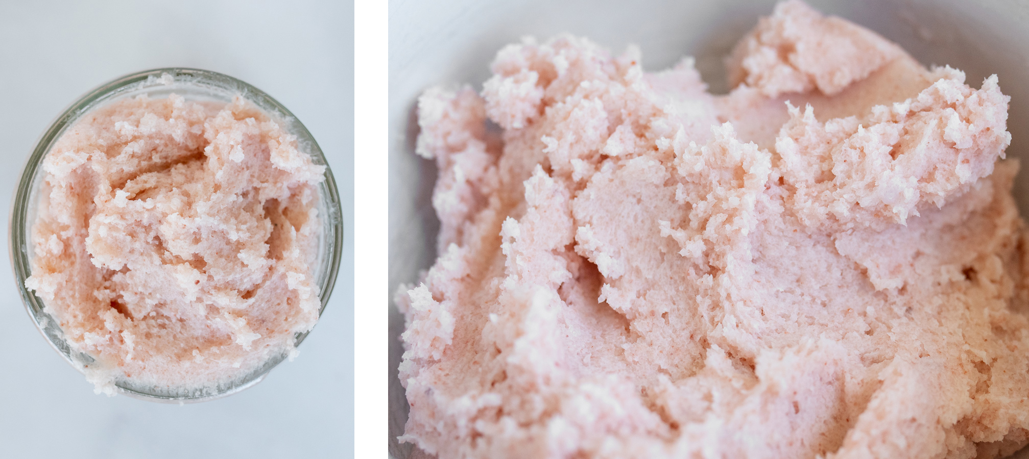 Close up of DIY Himalayan pink salt scrub.