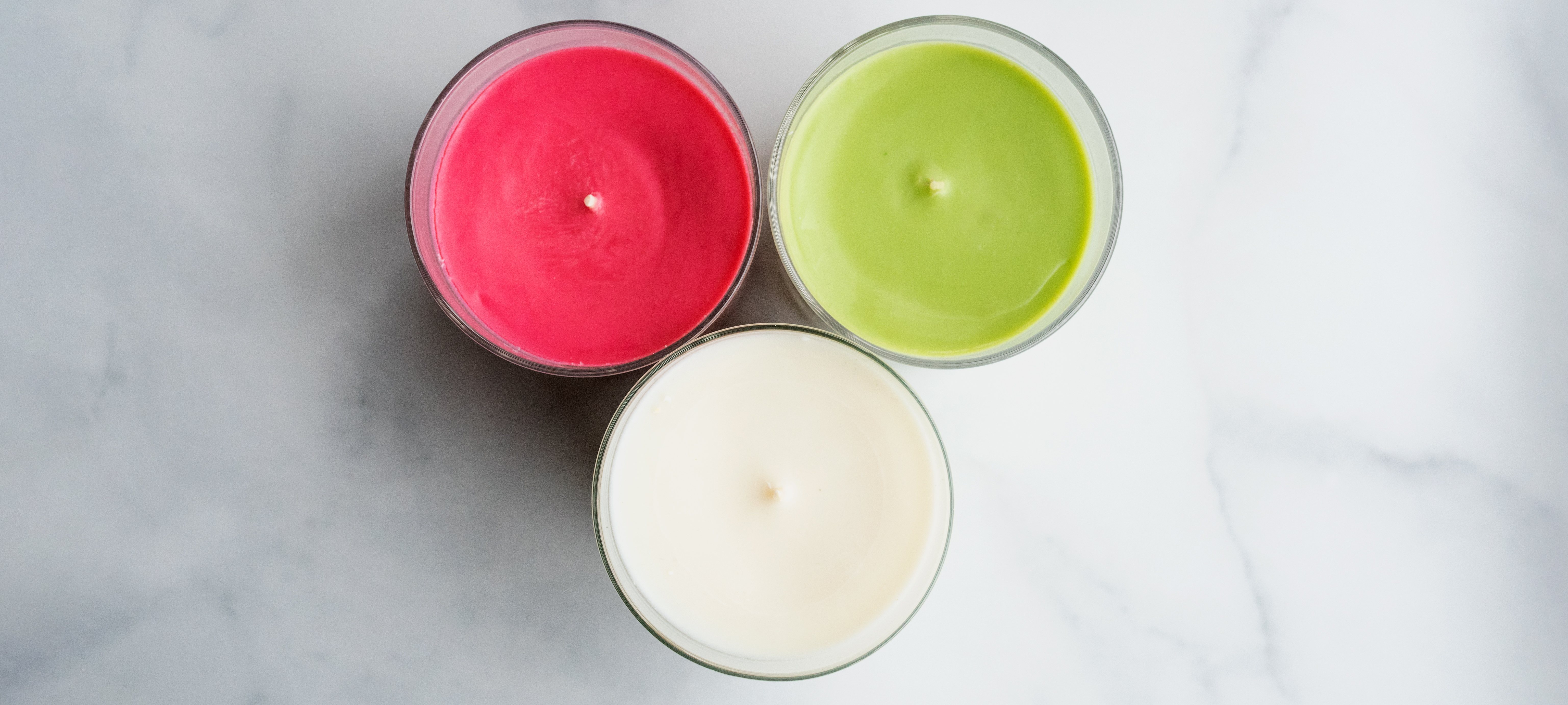 Overhead image of soy candles.