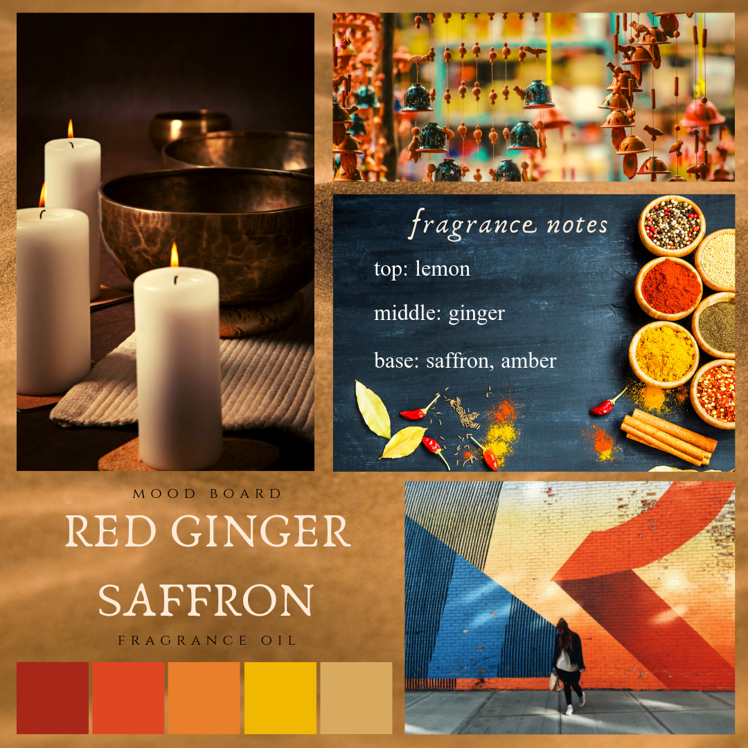 Red Ginger Saffron Fragrance Oil Mood Board