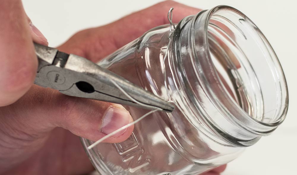 Cut off excess wire on the mason jar