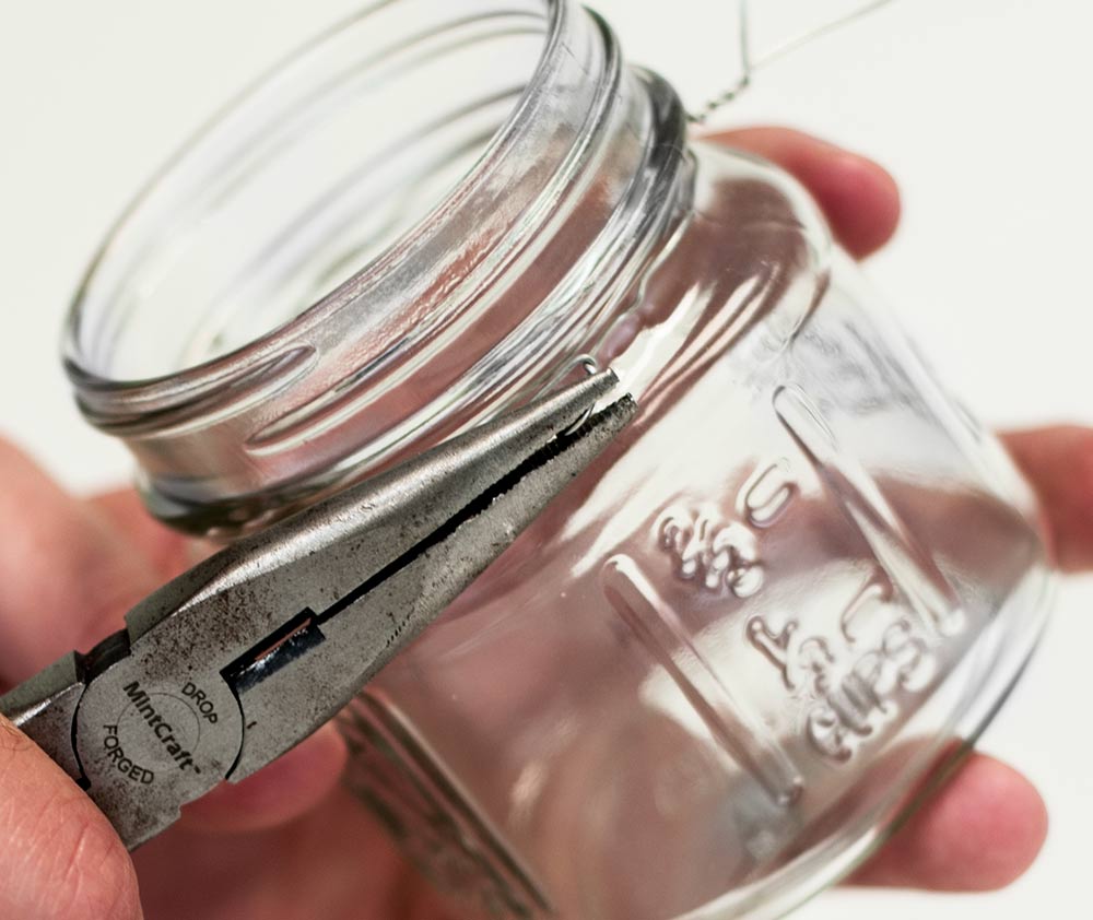 Cut off excess wire on the mason jar