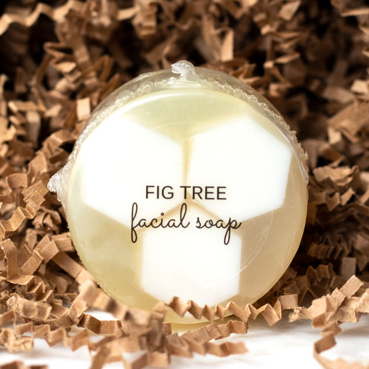 Fig tree facial soap in packing paper