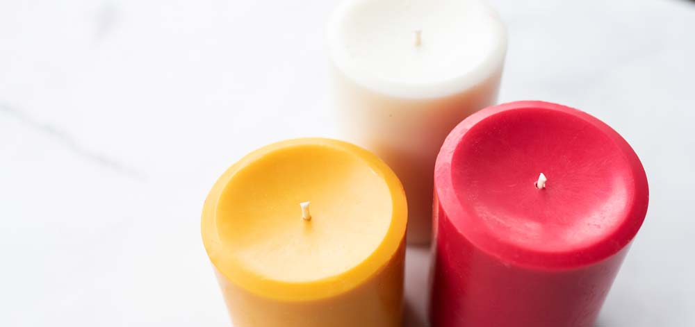 Lab Notes: IGI 6028 Paraffin/Soy Pillar Wax Blend Colored pillar candles made with paraffin and soy wax blend