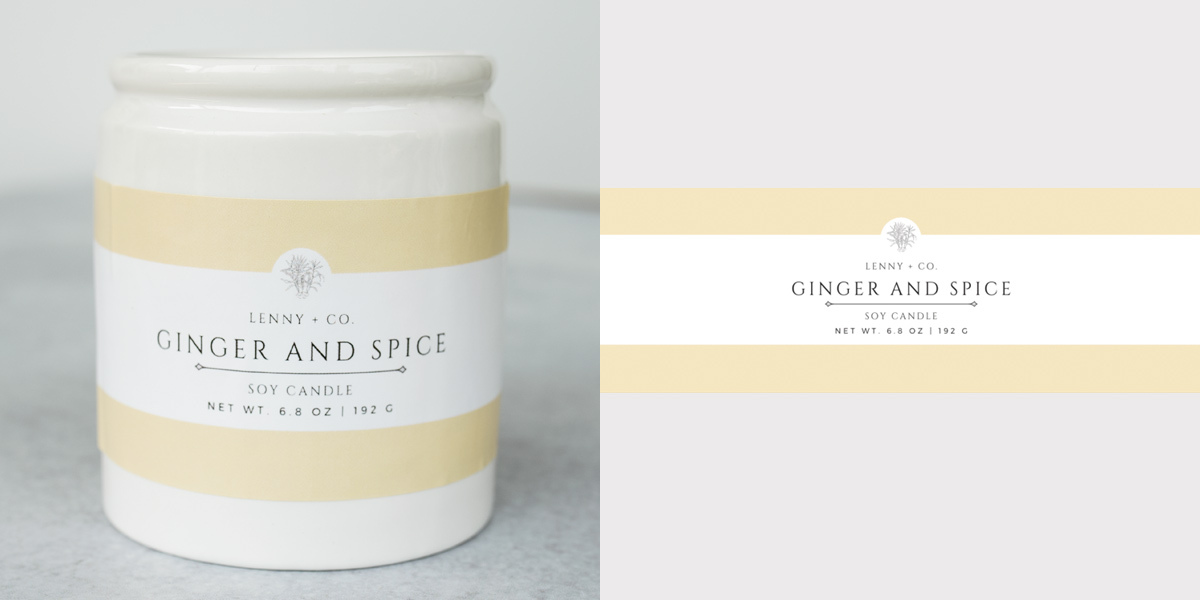 Ginger and spice candle and label.