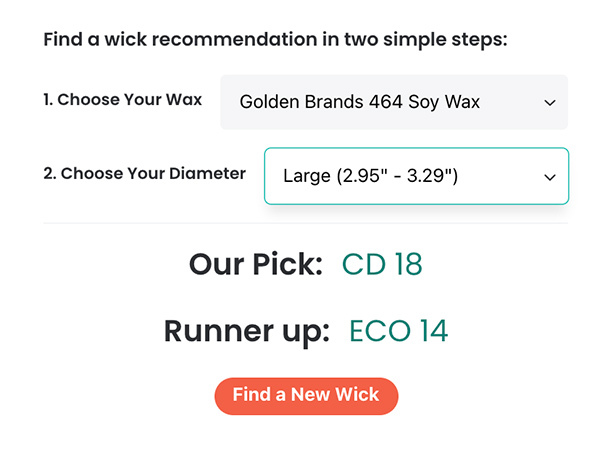 Wick Guide to determine wick size and series