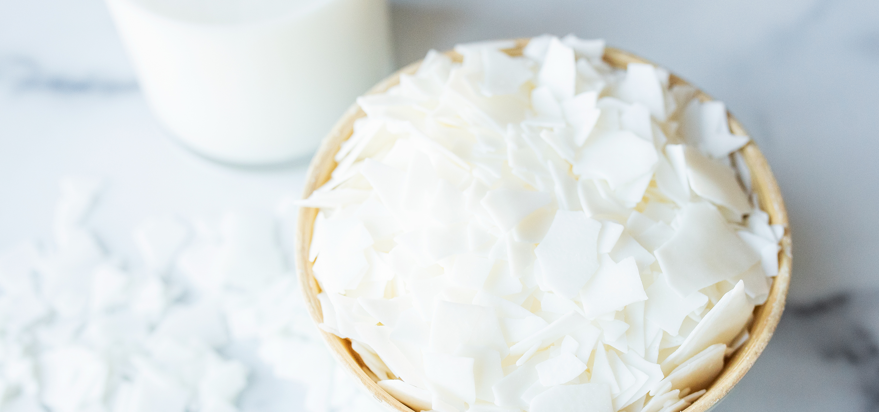 Premium Photo  Close up of white soy wax flakes for candle making in a  ceramic bowl