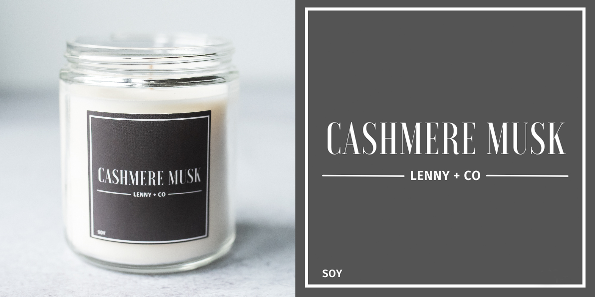 Cashmere Musk fragrance oil candle and label.