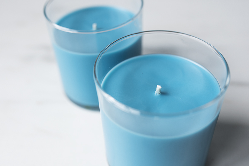 Two Caribbean blue candles.