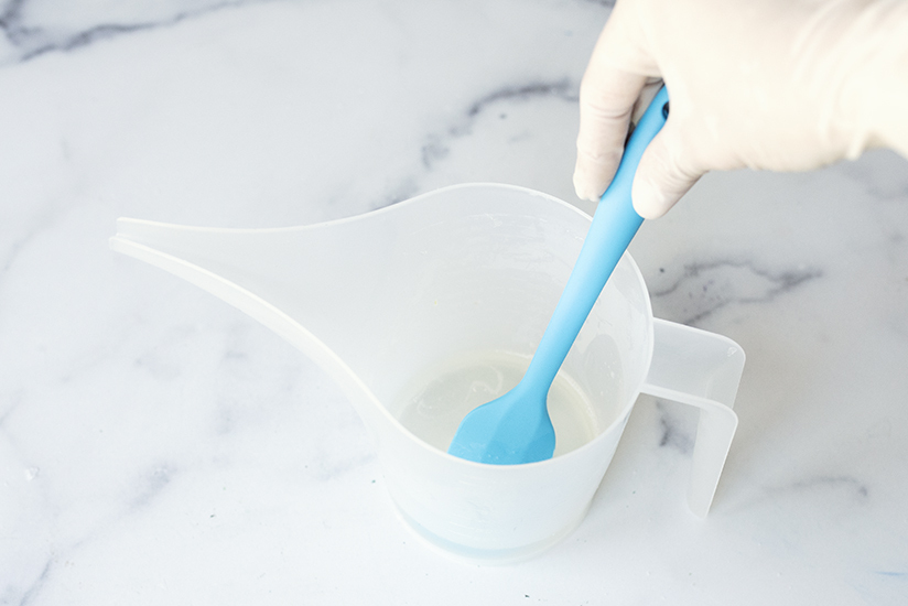 Stirring melt soap base.