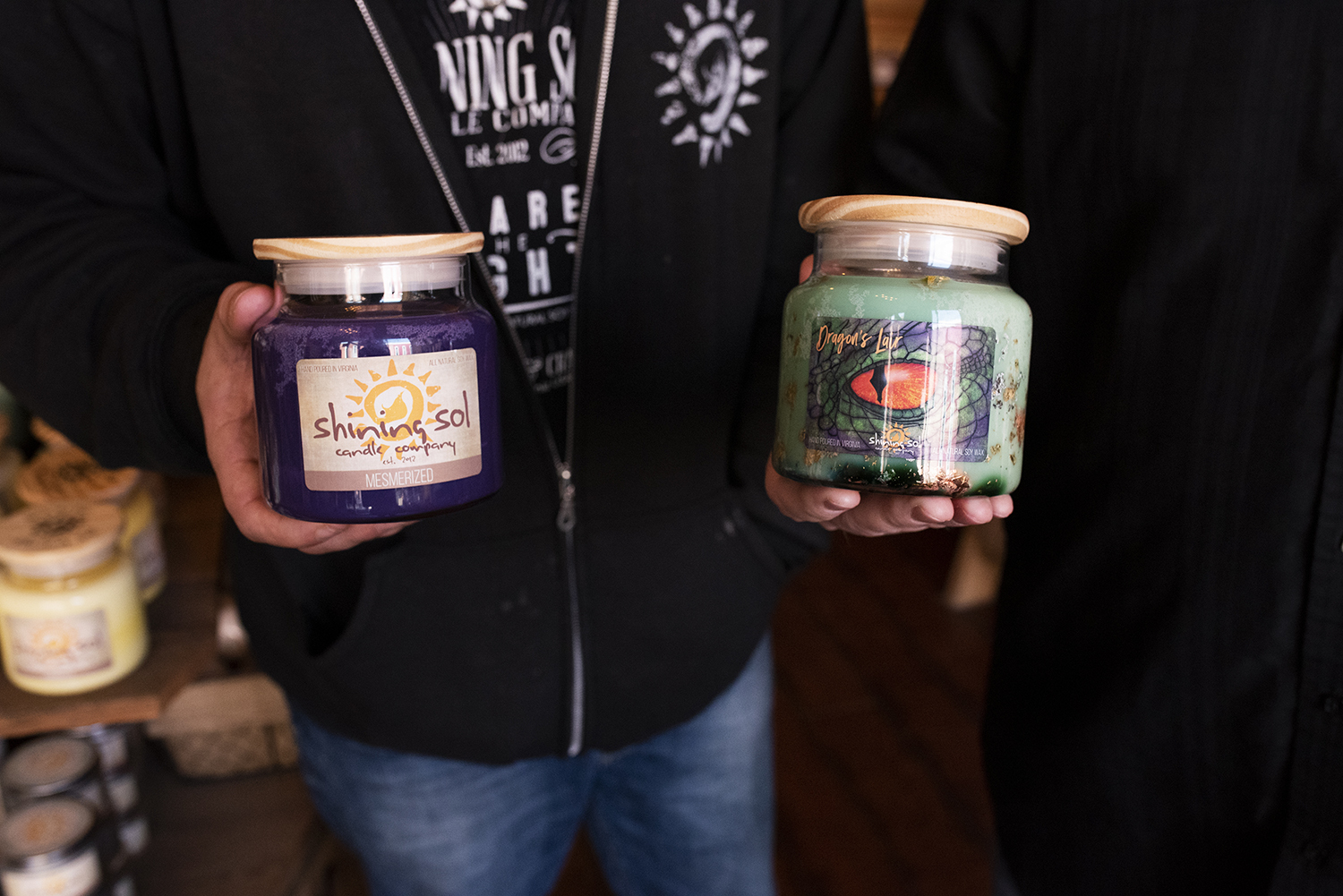 Holding candle products.