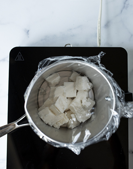 Melting base on a hot plate.