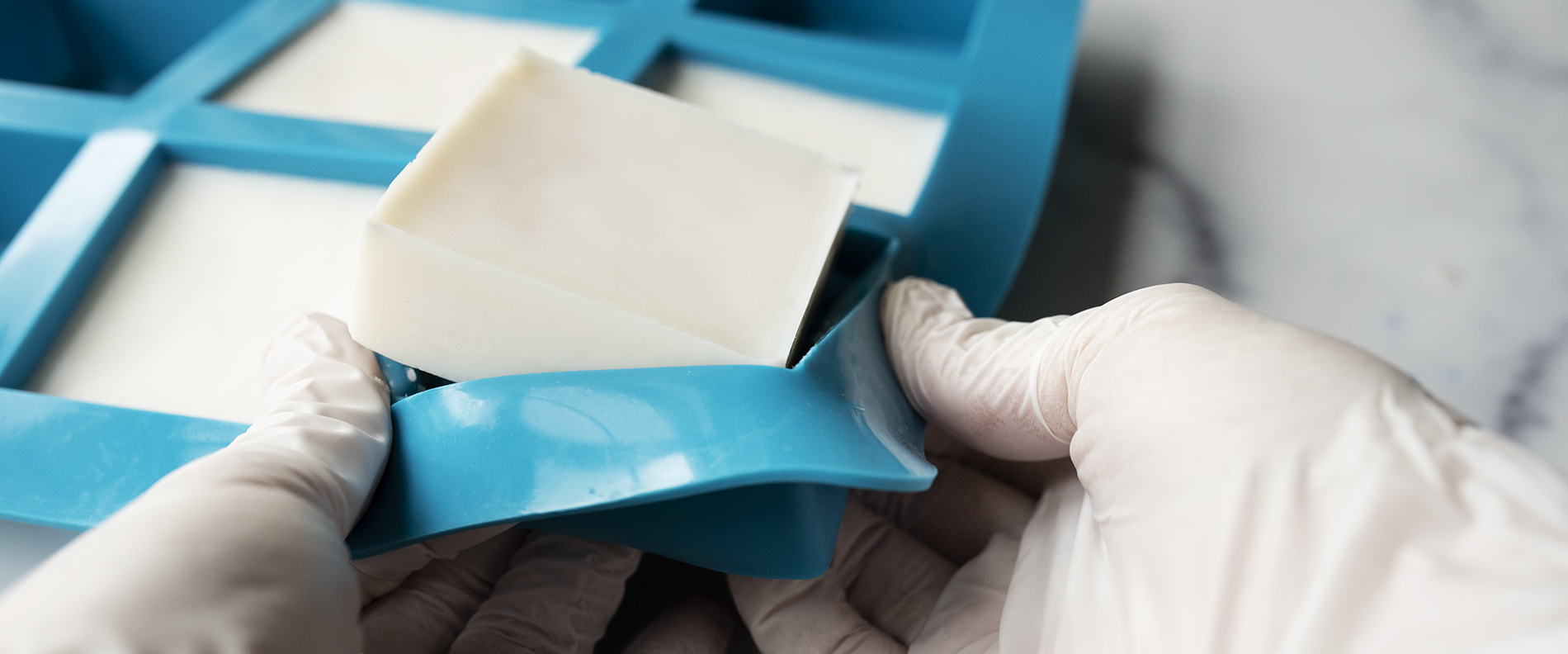 Removing shave bars from silicone mold.