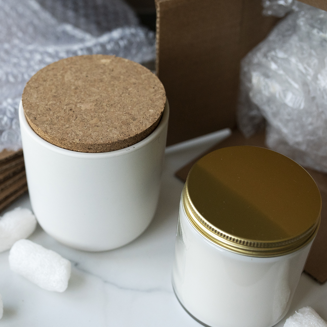 Packaging for shipping candles.
