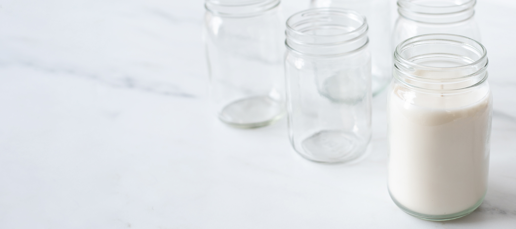 Canning jars lined up