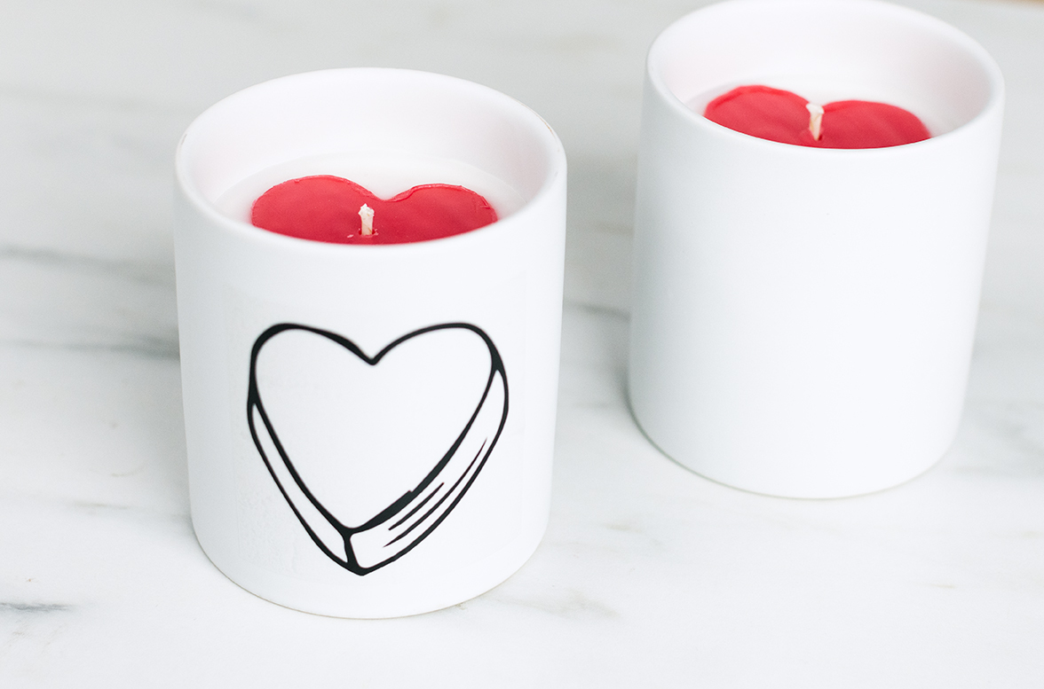 Embedded heart candles.