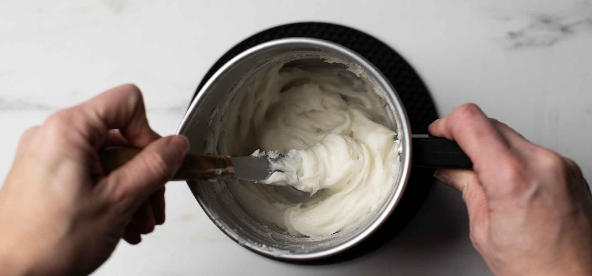 Whipping soy wax.