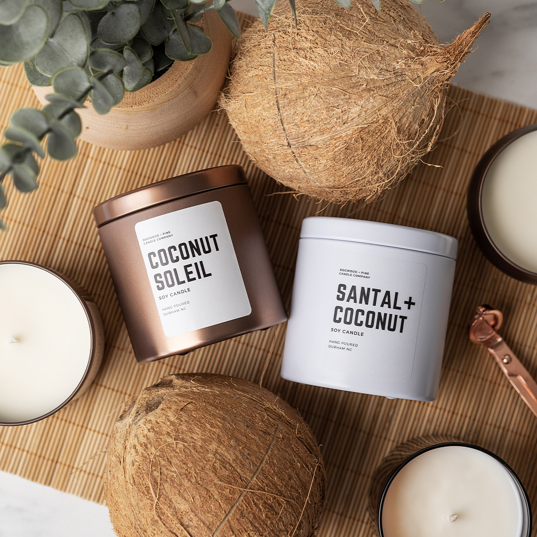 Candles with coconuts.