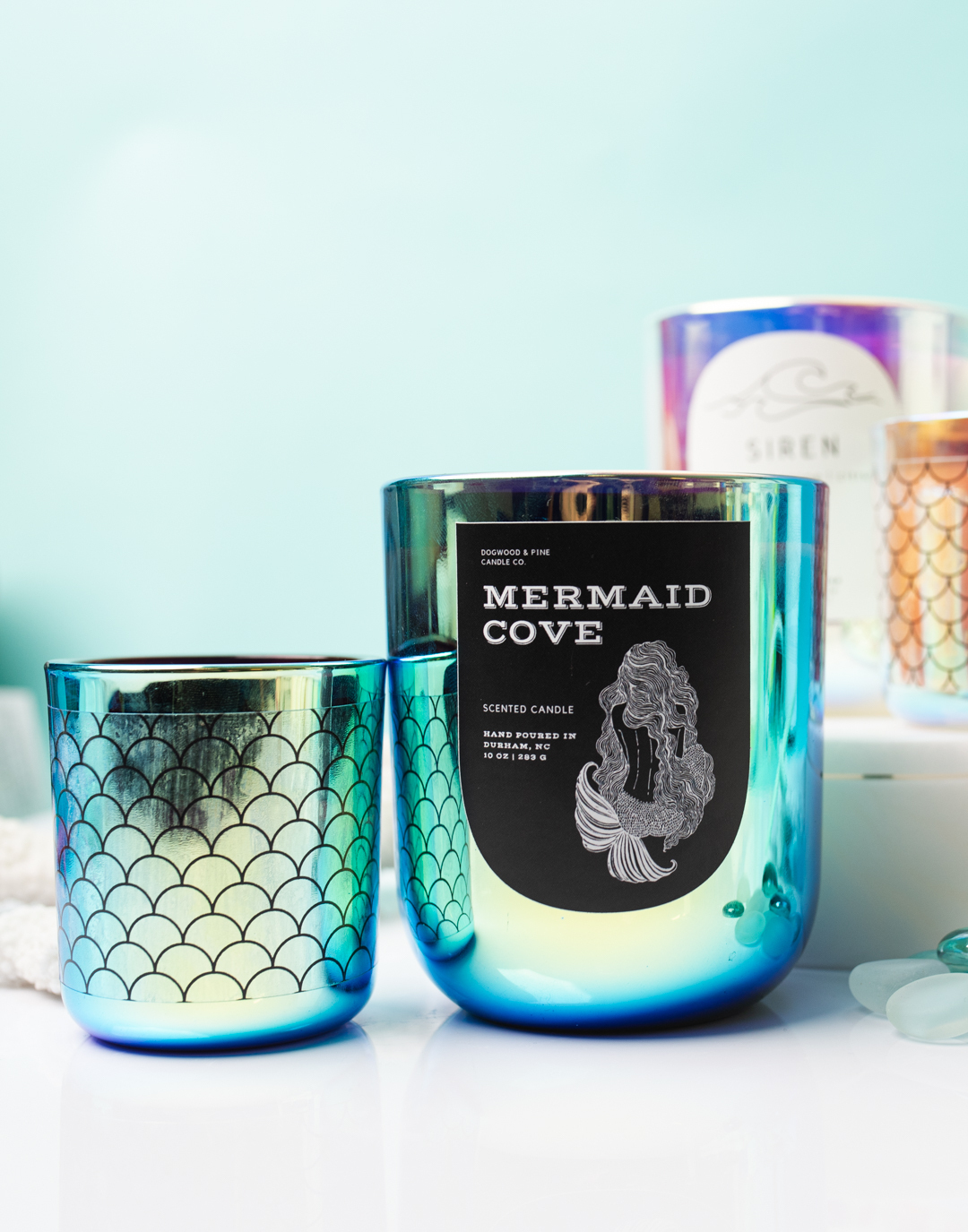 Chameleon Prism Sonoma candle with a mermaid label.