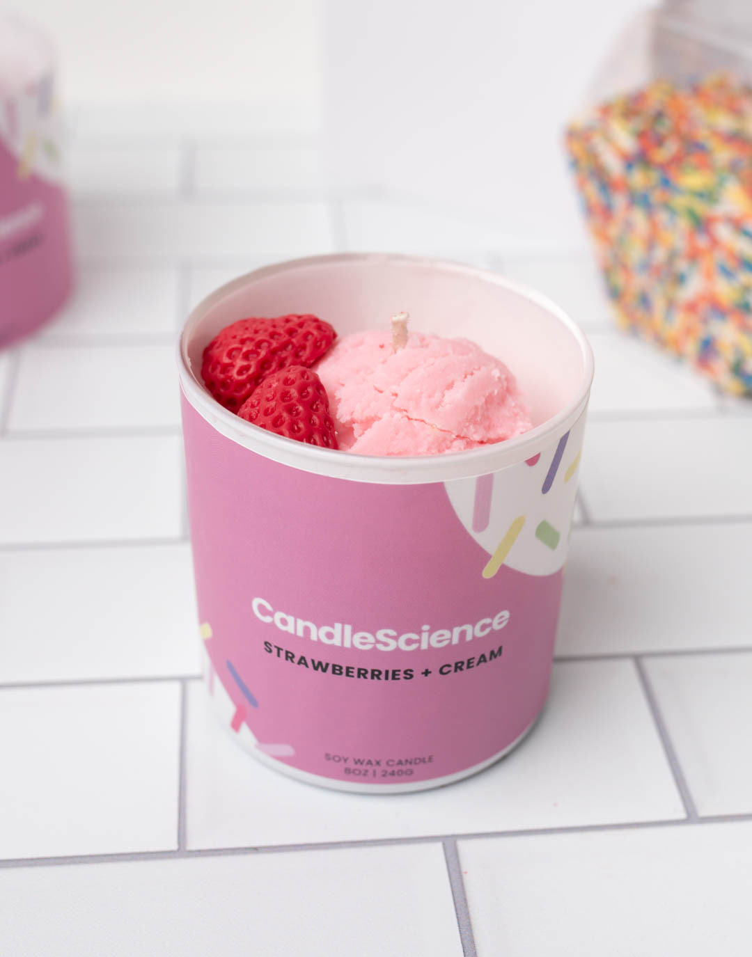 Strawberry ice cream candle.