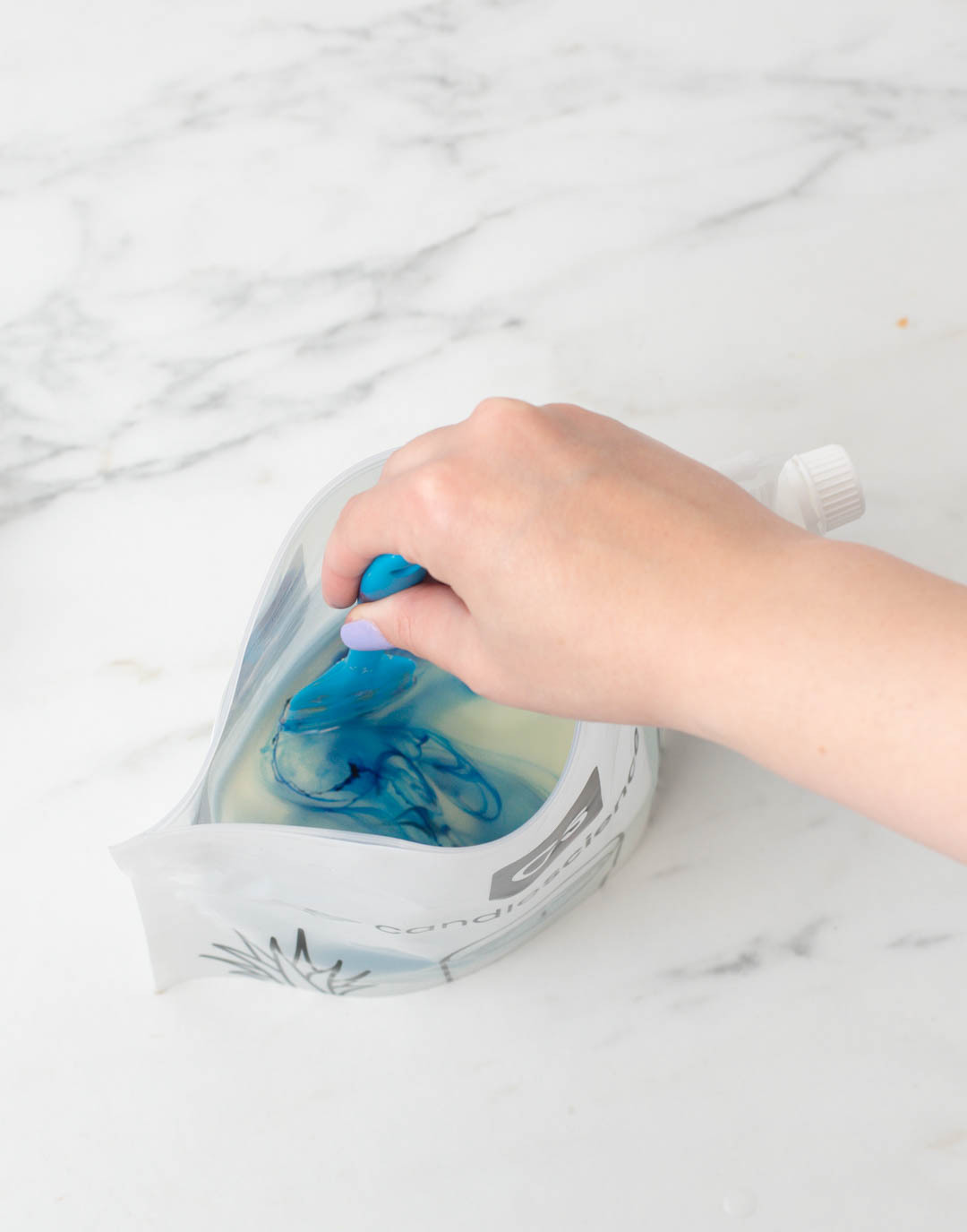 Melting Coconut Apricot Wax in a microwaveable bag.