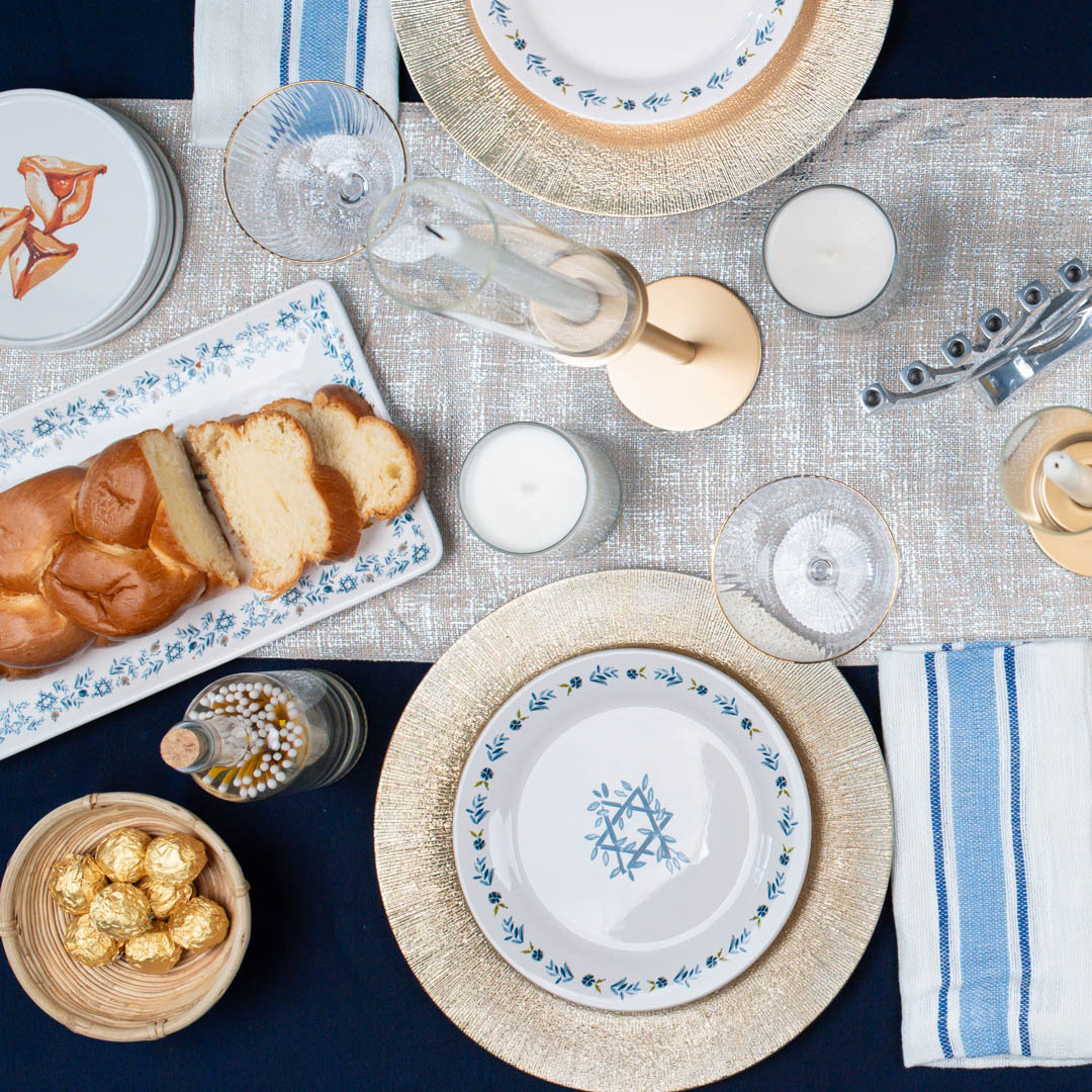 Hanukkah top down table setting.