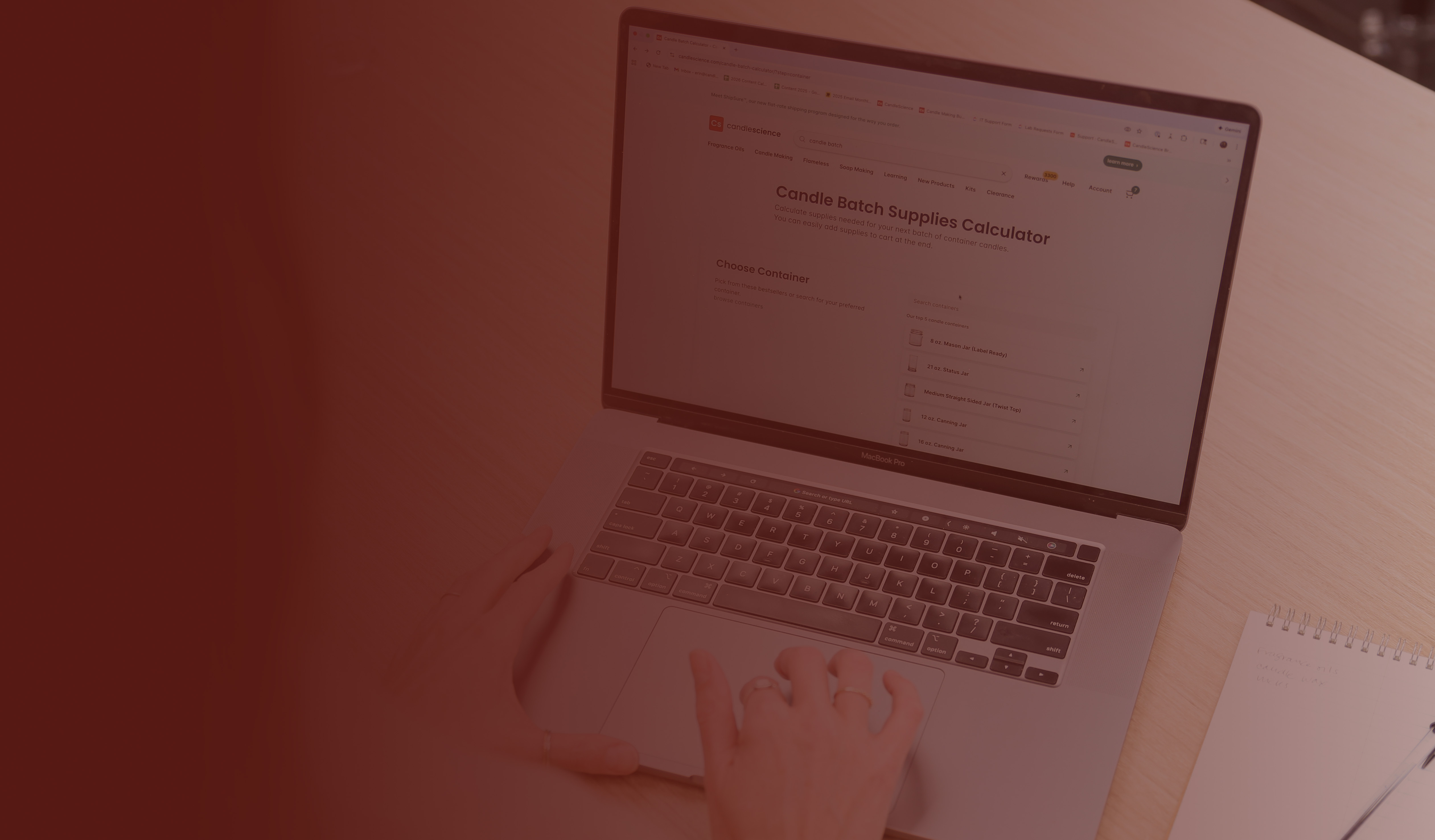 A person with brown hair looks at an open laptop screen