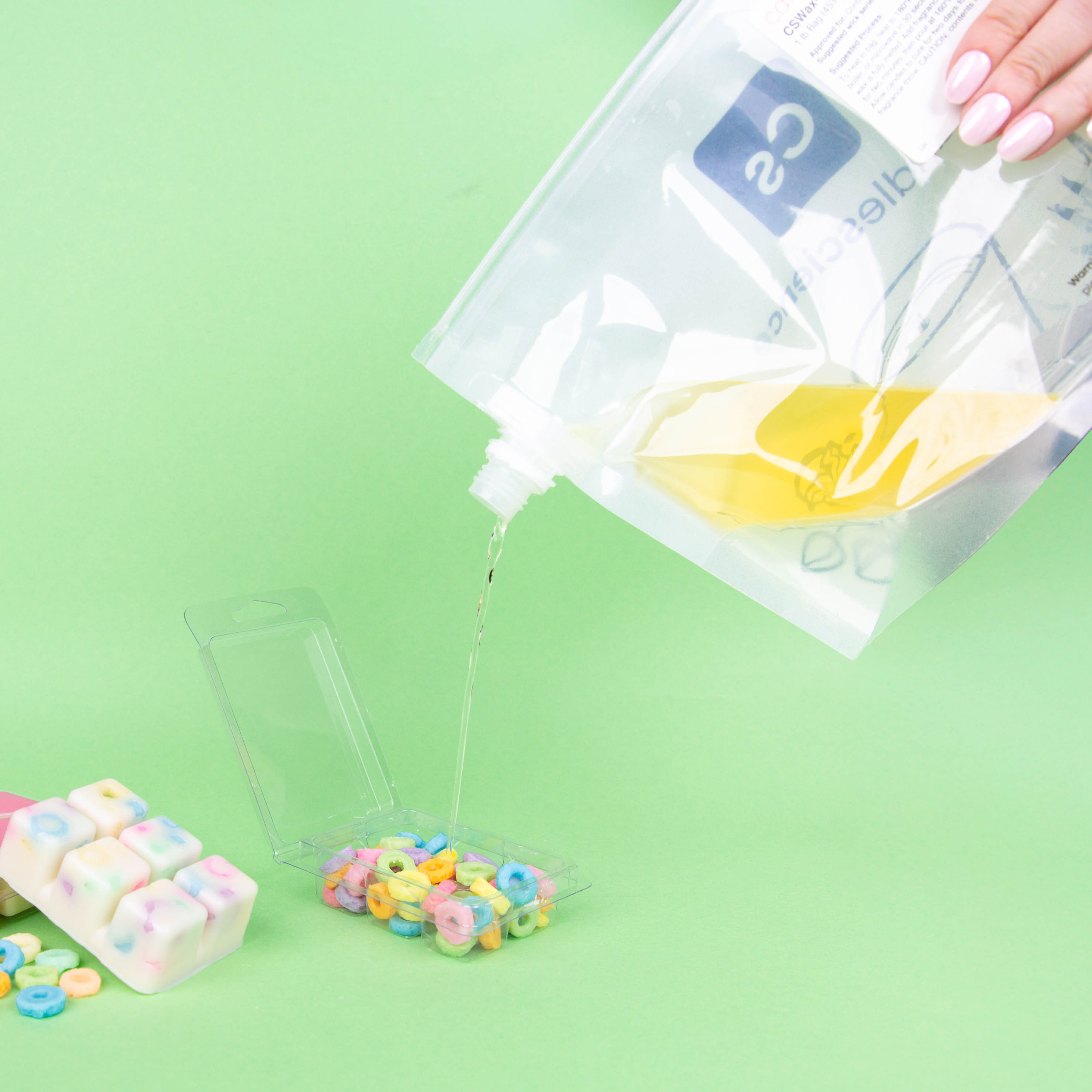 Candy heart wax melts in a white gift box
