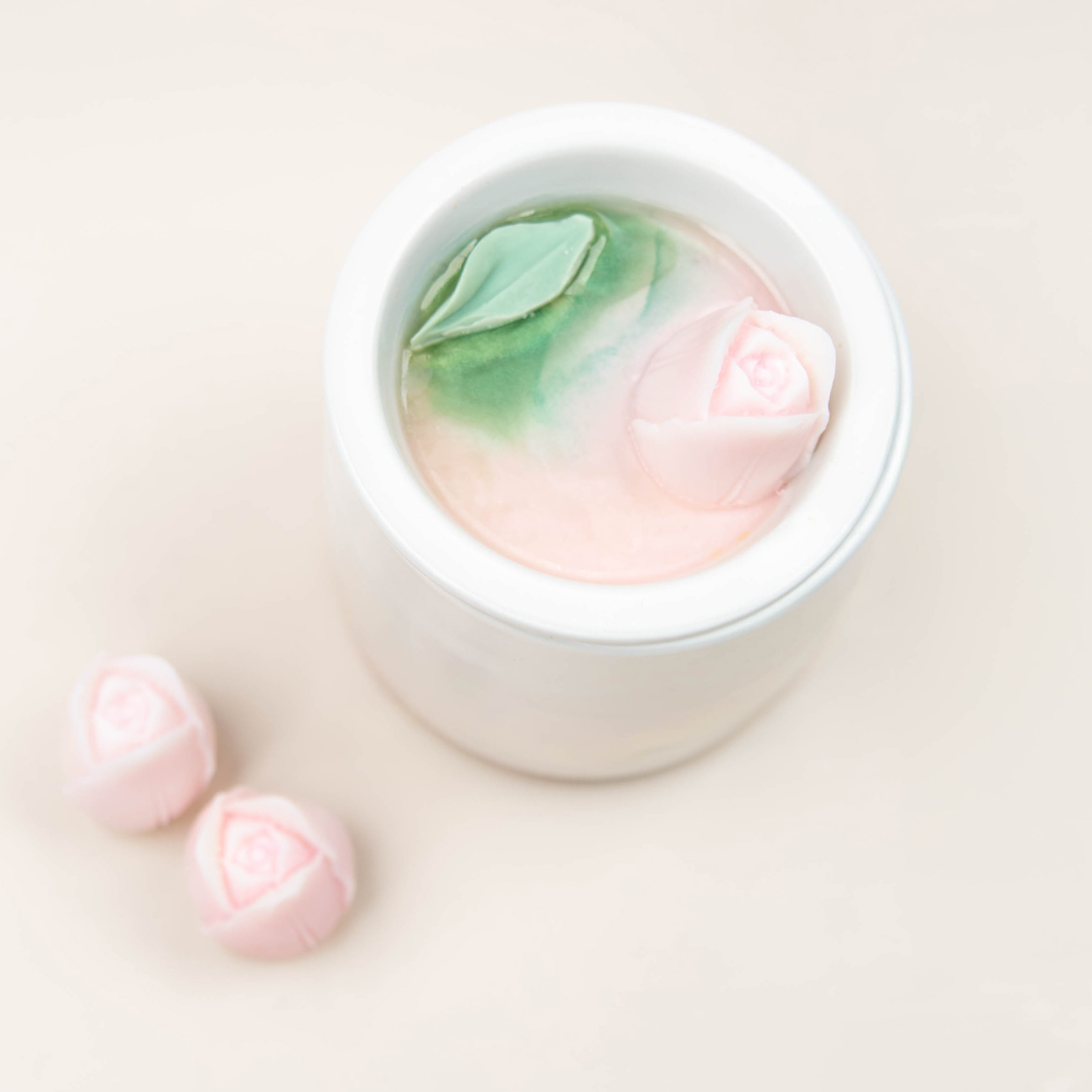 Flower wax melts melting in a wax melter.