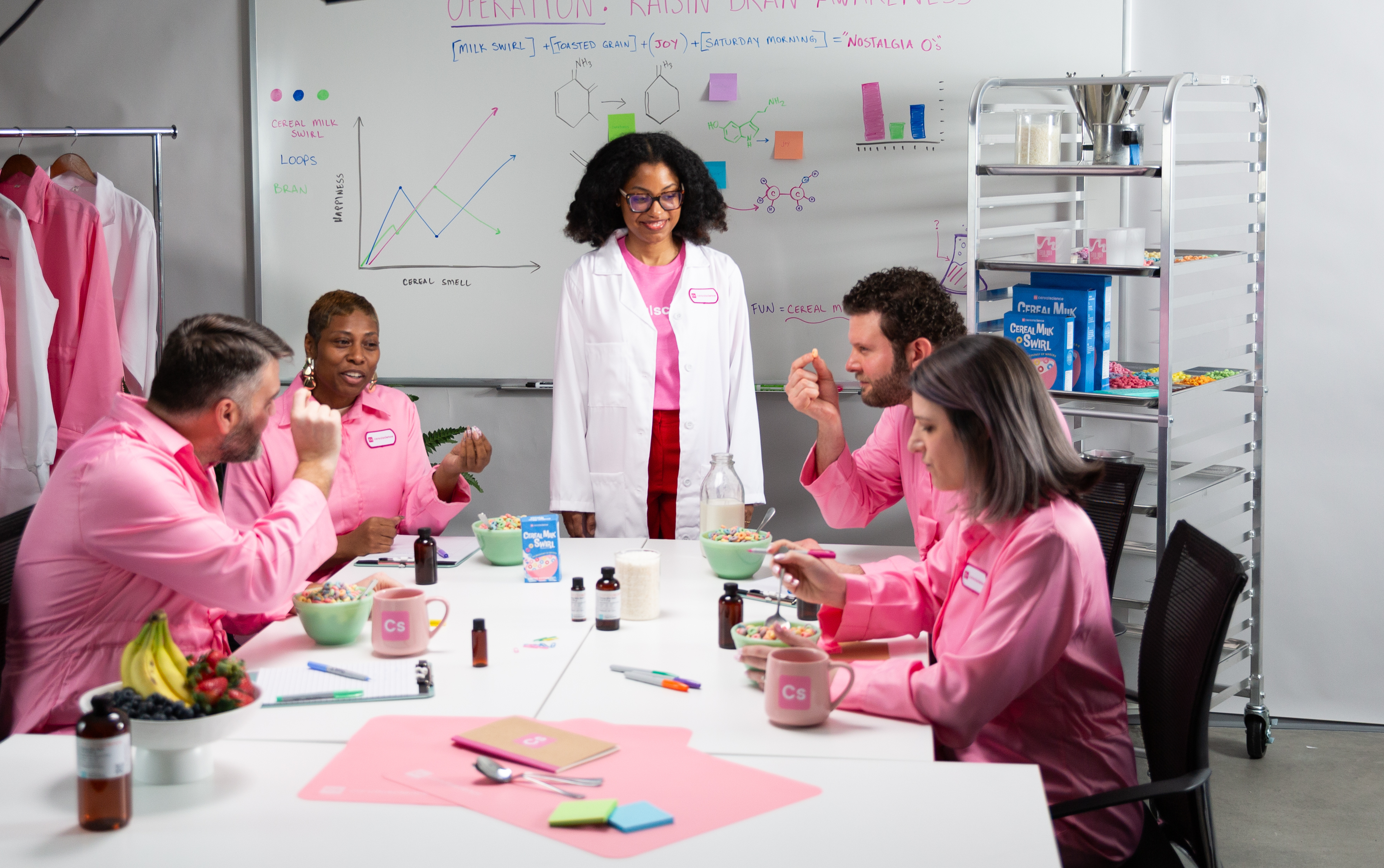 CerealScience cereal testing around a table.