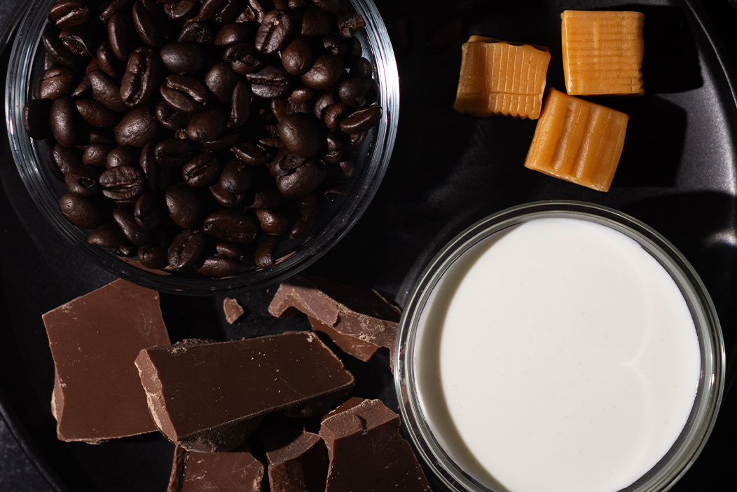 Top down tiramisu ingredients.