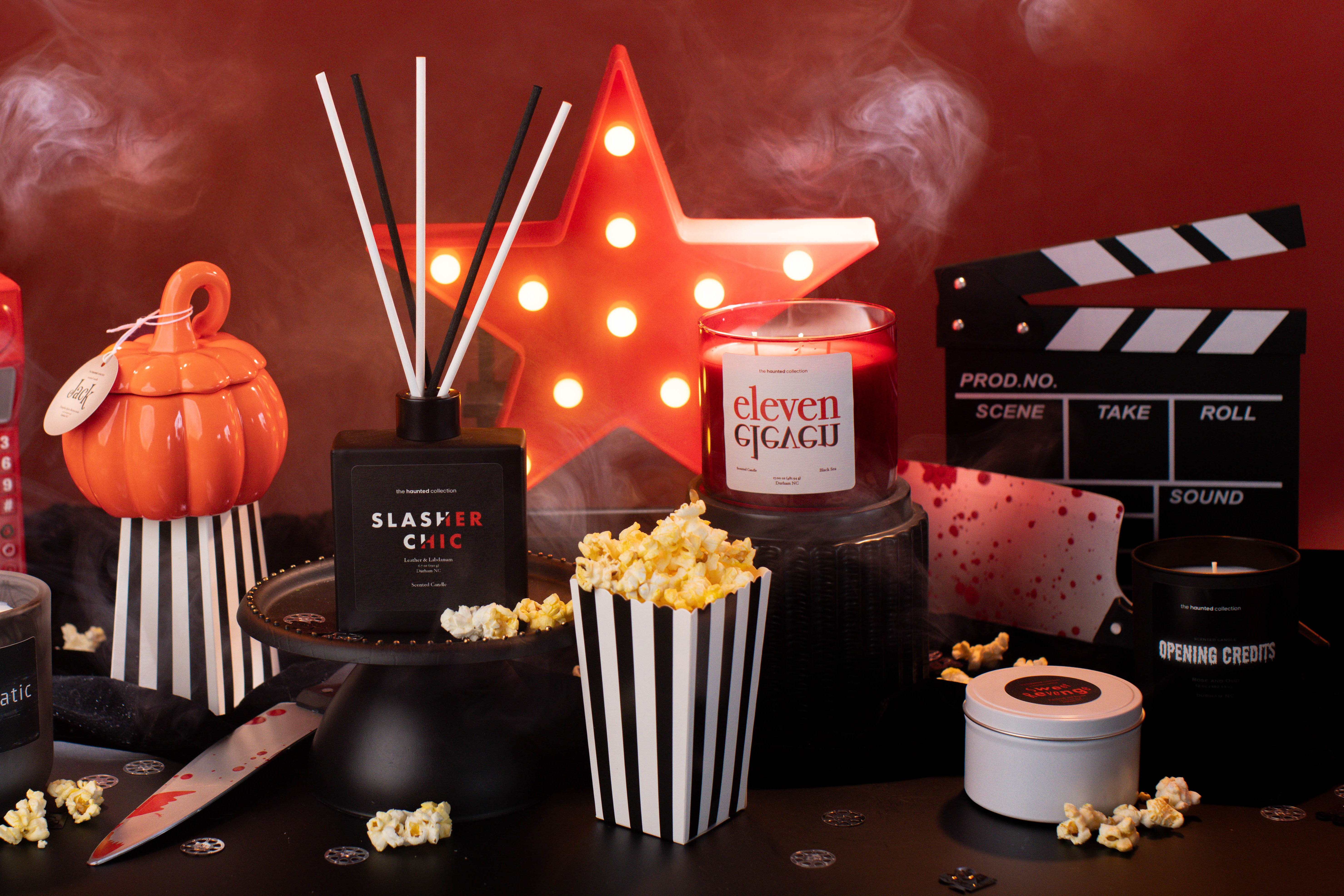 Midnight Movie Studio Halloween candles.