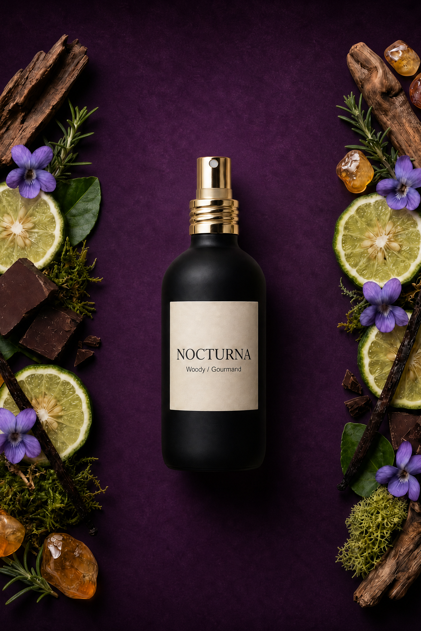 Nocturna perfume bottle with fine fragrance notes.