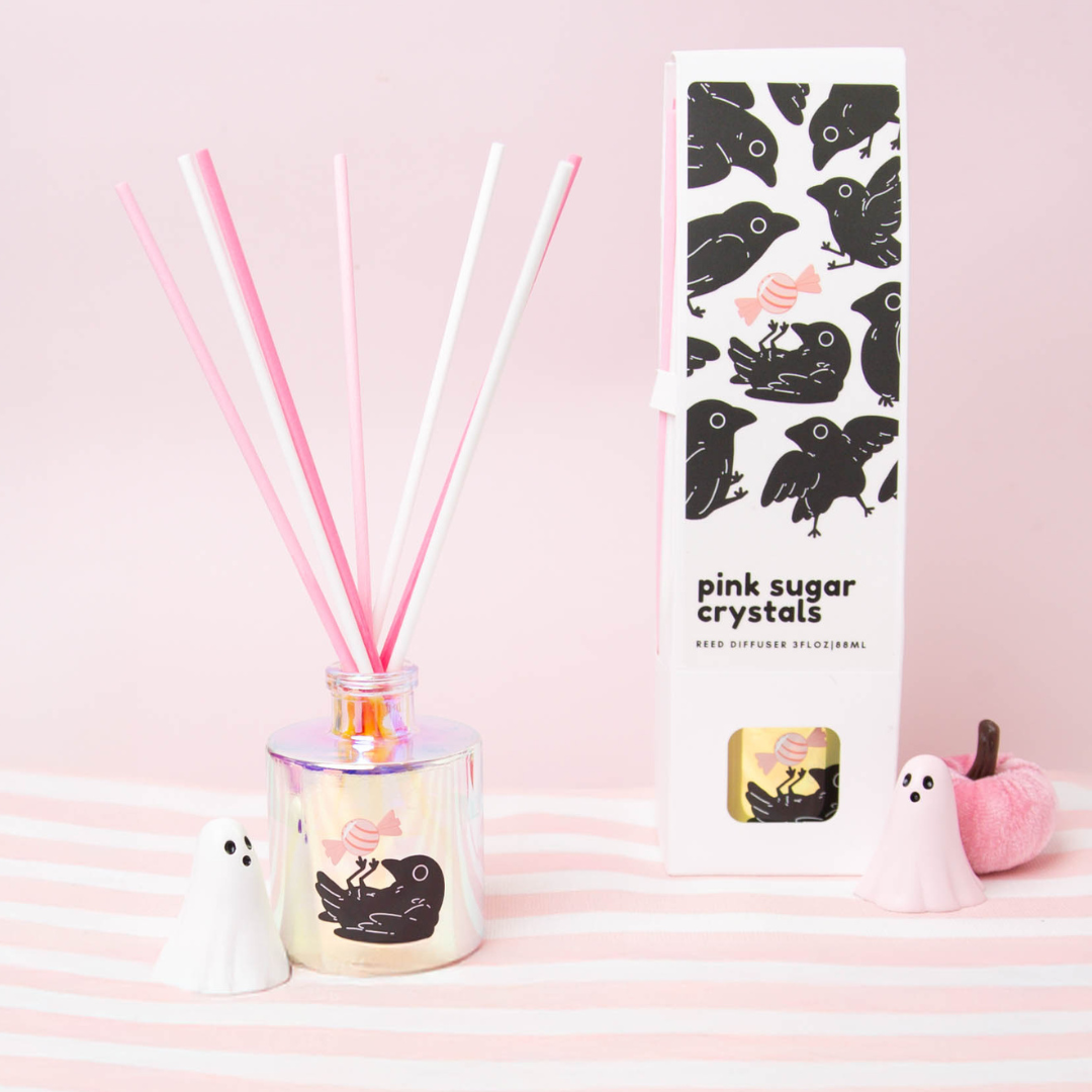 A Halloween themed reed diffuser and box.