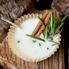 DIY Wax Fire Starters with cinnamon and rosemary