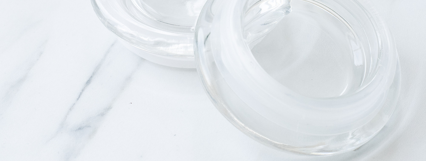 Closeup of glass jar lid for candle jars.