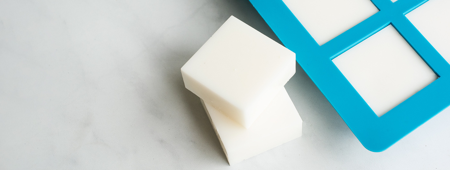 Silicone soap mold with melt and pour soap.