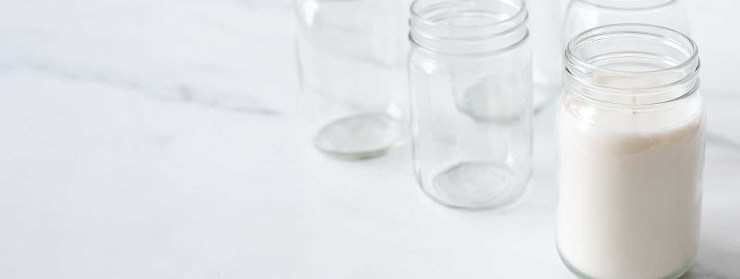Canning jars lined up