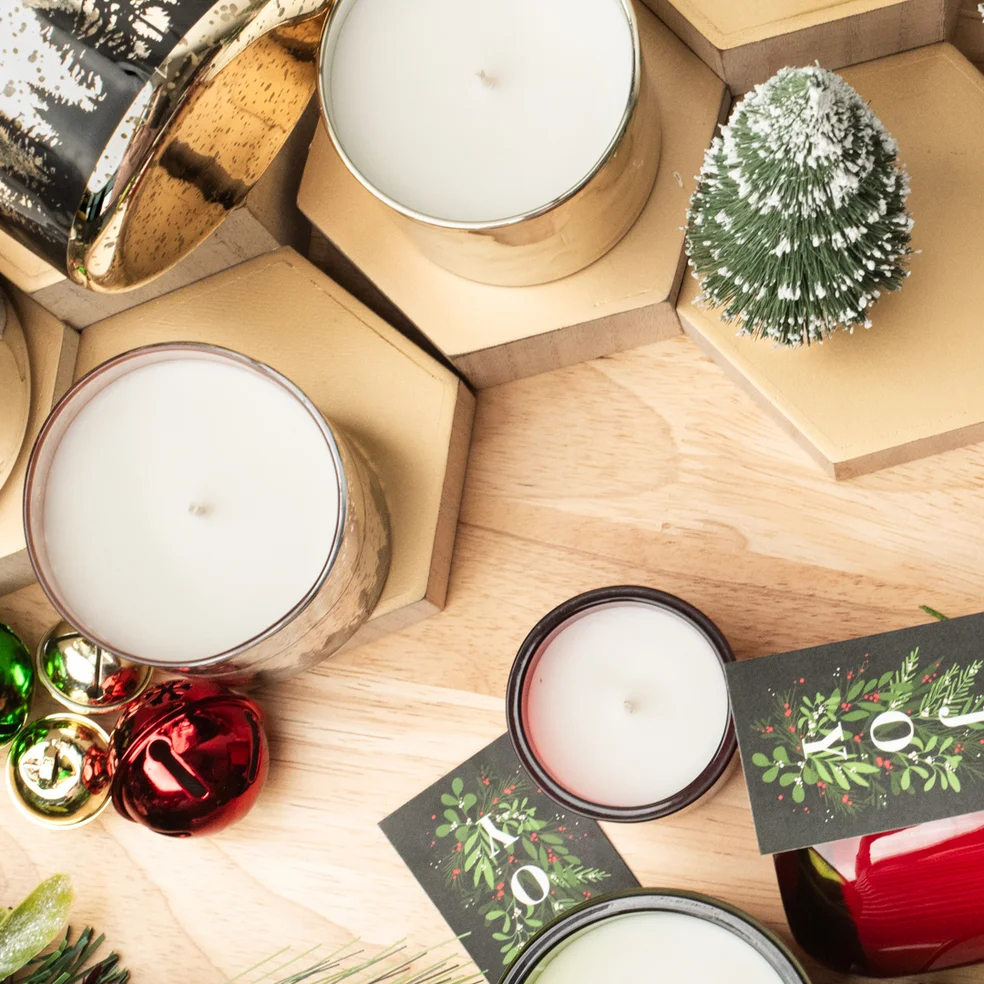 Christmas decor and varied themed candles